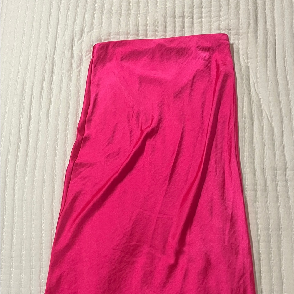 Skies Are Blue Vibrant Hot Pink Midi Skirt